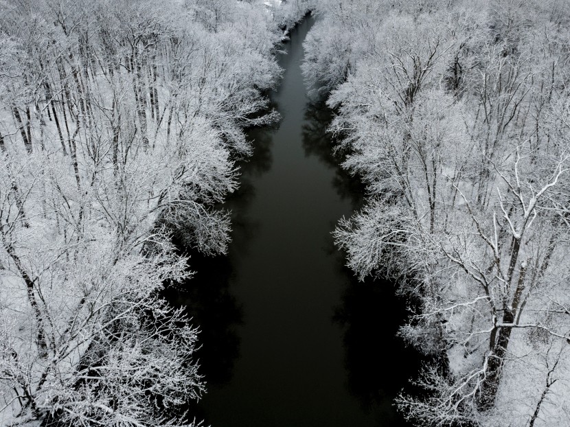 冬季冰雪下的河流圖片