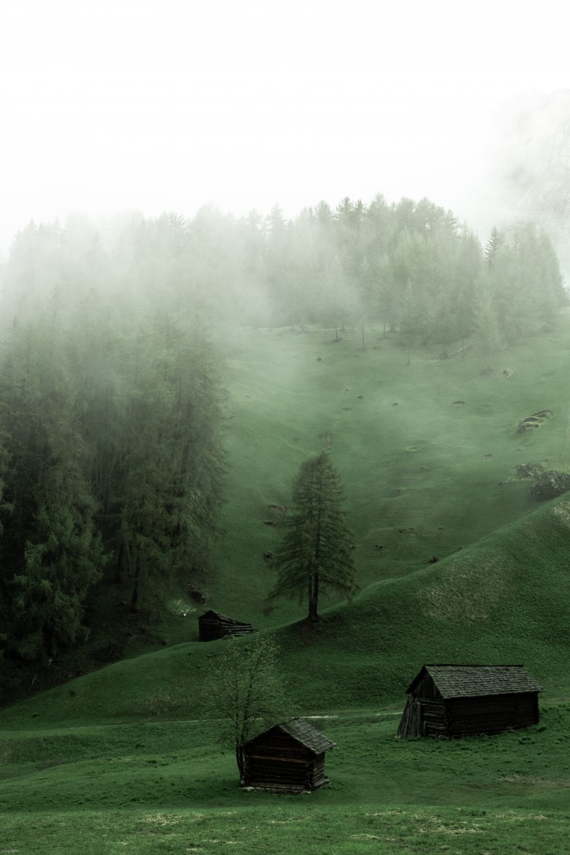 雲霧缭繞的高山風景圖片