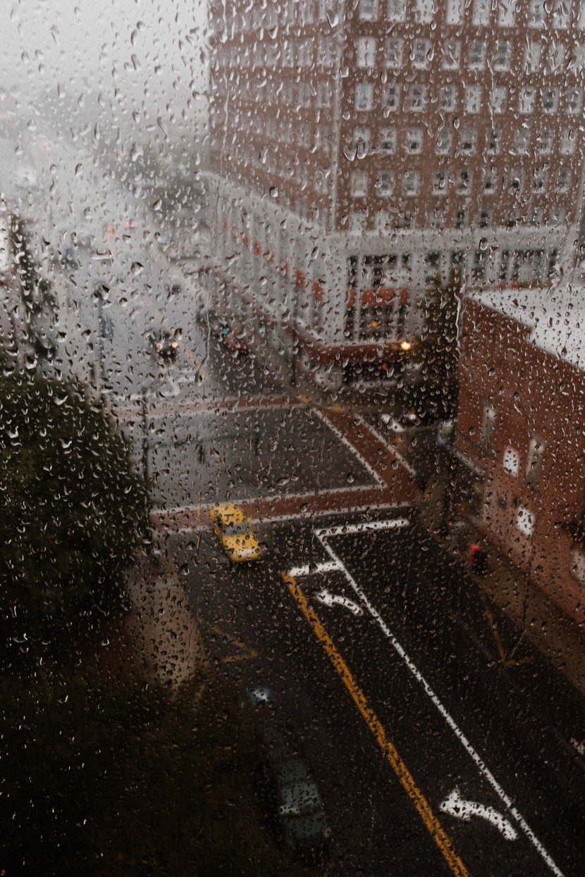 落在玻璃上的雨滴圖片