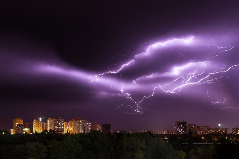 自然界恐怖的閃電風景圖片