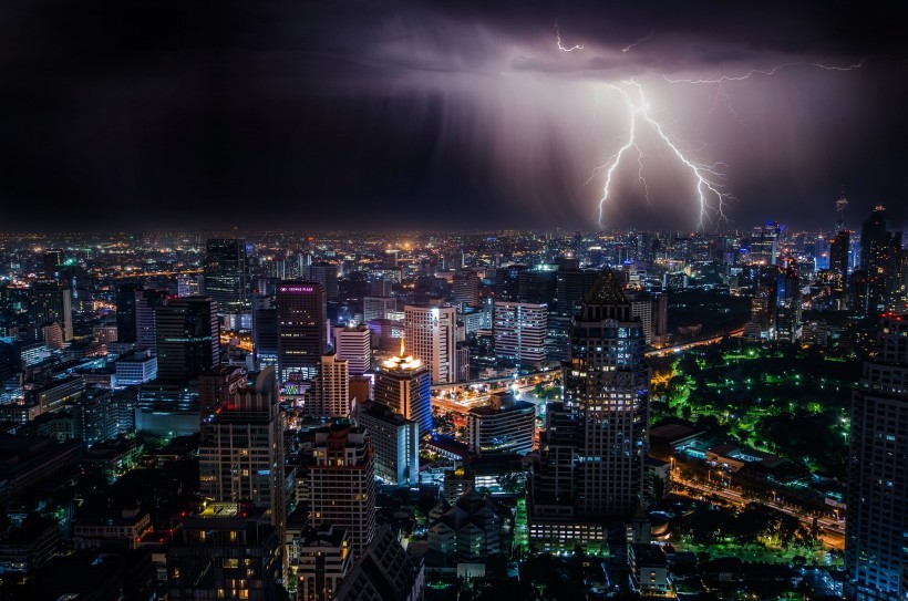 恐怖震撼的雷電風景圖片