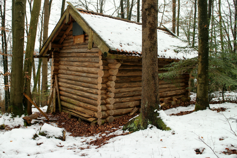 雪中小木屋風景圖片