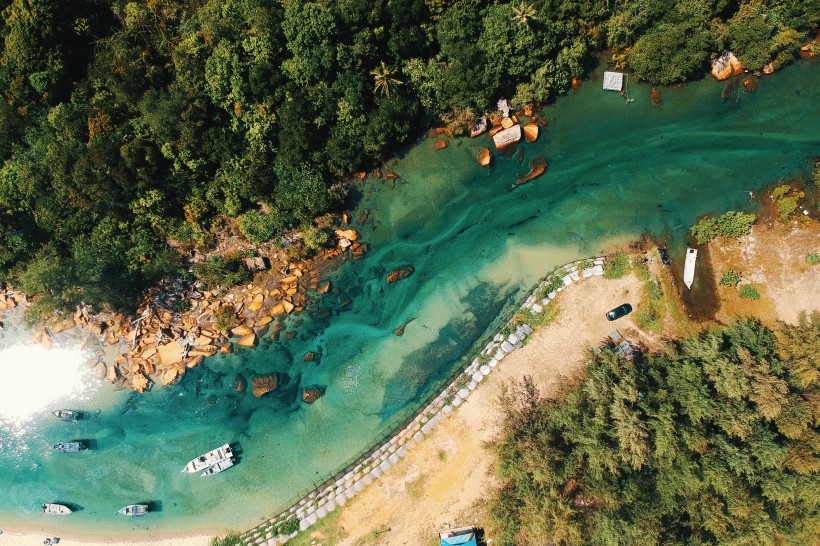 航拍小島海岸圖片