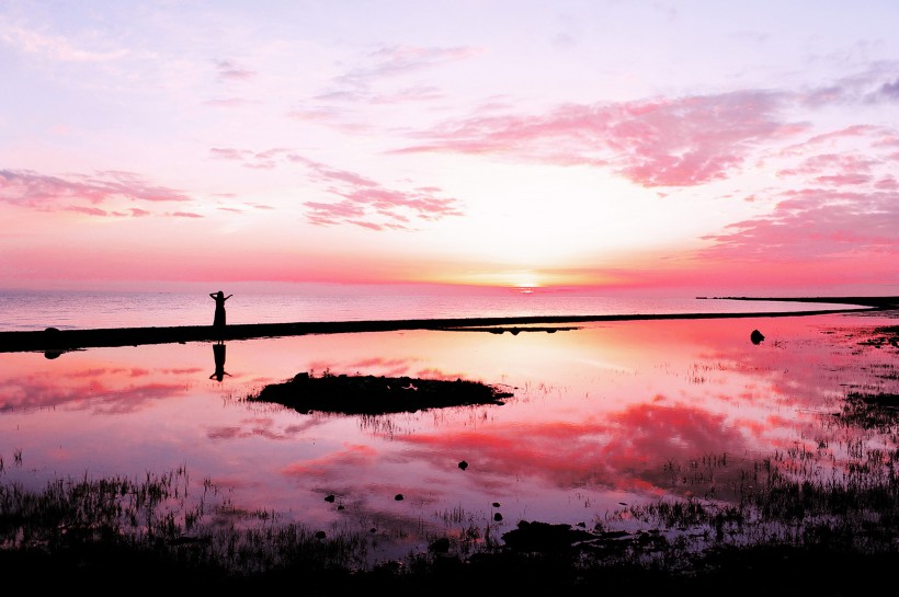 唯美夕陽黃昏落日風景圖片