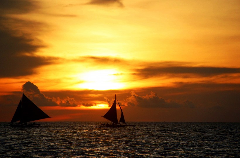 唯美夕陽黃昏落日風景圖片