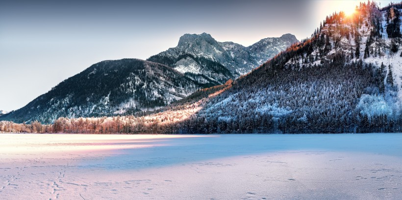 郊外的美麗雪景圖片