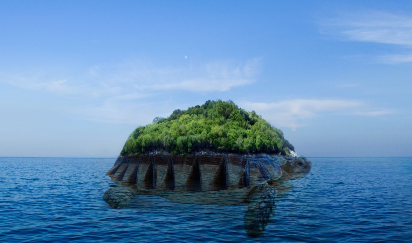 神秘的海中島嶼圖片