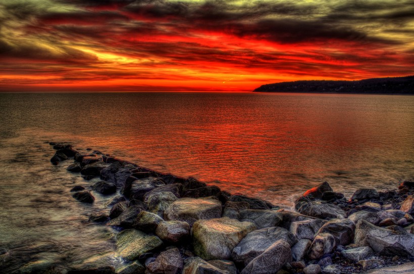 美麗的夕陽海景圖片
