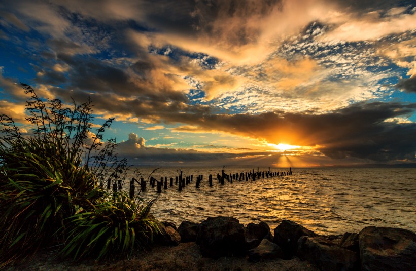 美麗的夕陽海景圖片