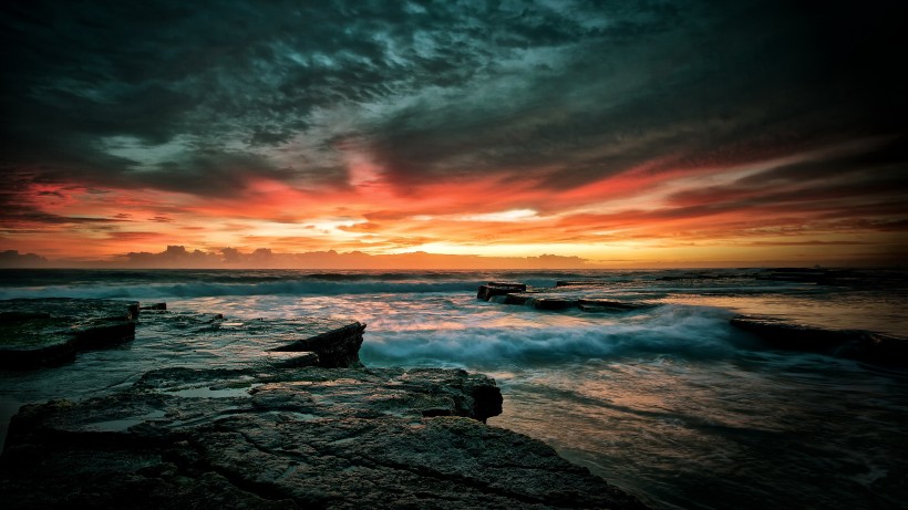 美麗的夕陽海景圖片