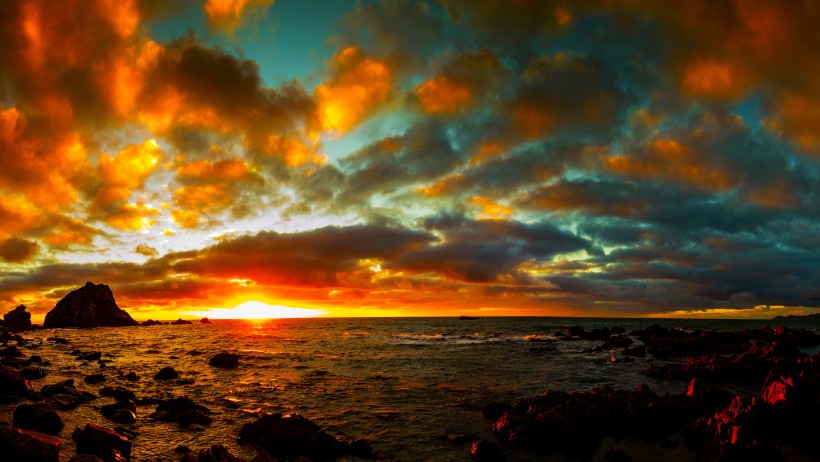 美麗的夕陽海景圖片