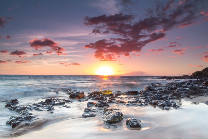 美麗的夕陽海景圖片