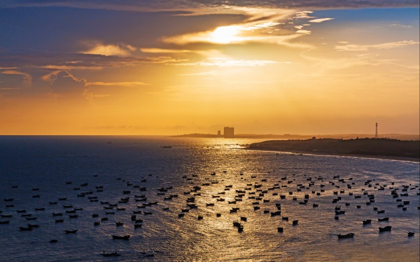 電白晏鏡海灣夕陽美景圖片