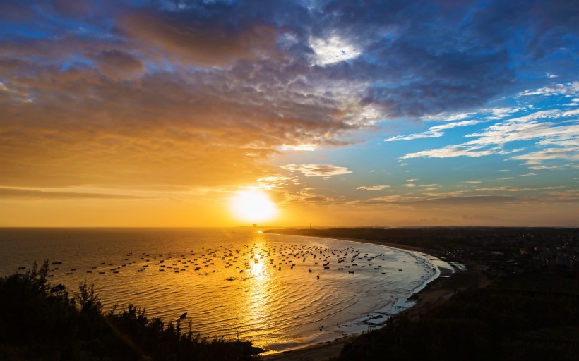 電白晏鏡海灣夕陽美景圖片