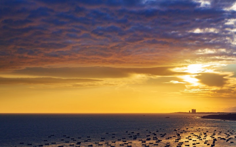 電白晏鏡海灣夕陽美景圖片