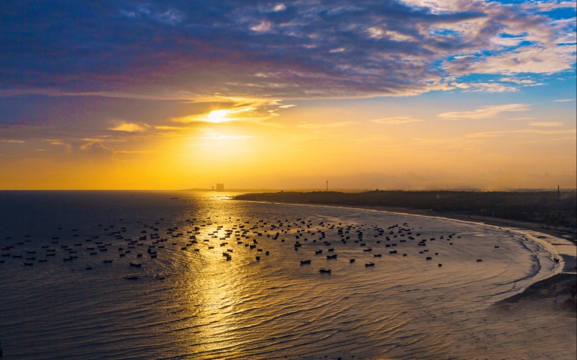 電白晏鏡海灣夕陽美景圖片