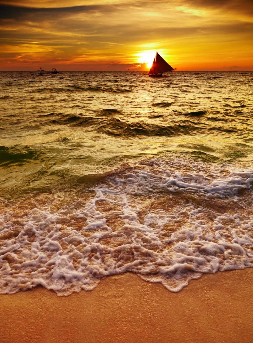黃昏海灘風景圖片