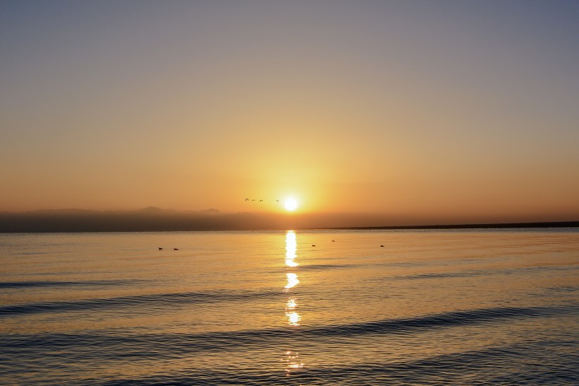 青海湖日出風光圖片