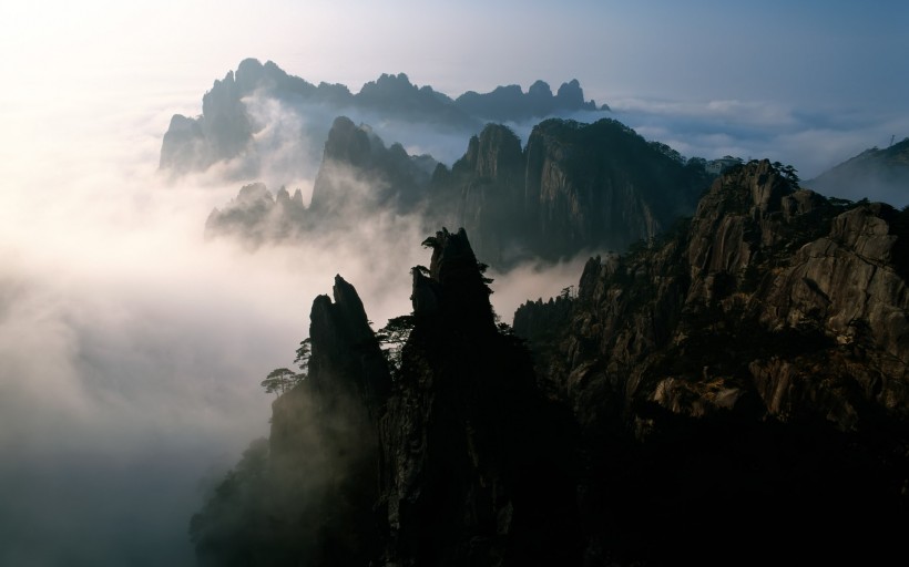 中國山川瀑布自然風景圖片