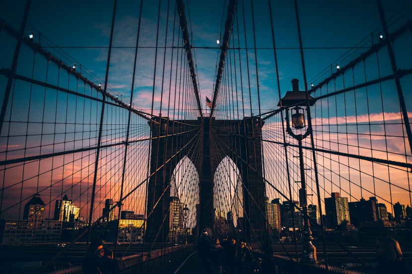 美國紐約布魯克林大橋建築風景圖片