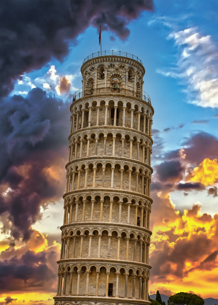 意大利比薩斜塔建築風景圖片