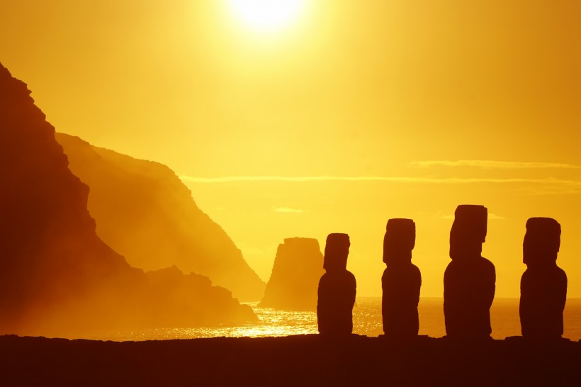 太平洋複活島石像風景圖片