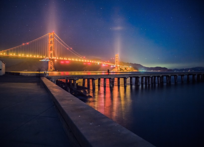 美國加利福尼亞宏偉的金門大橋建築風景圖片