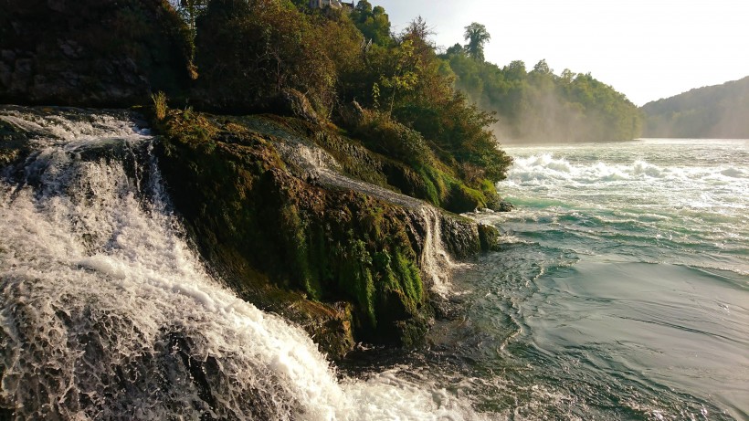瑞士萊茵瀑布自然風景圖片