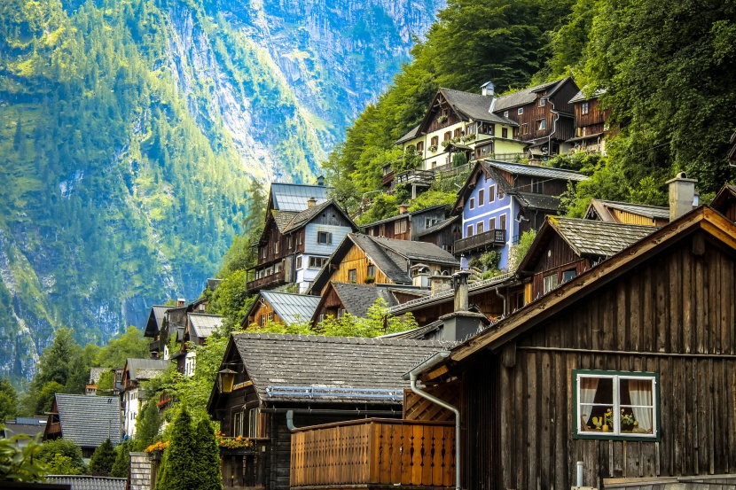 奧地利哈爾施塔特鎮風景圖片