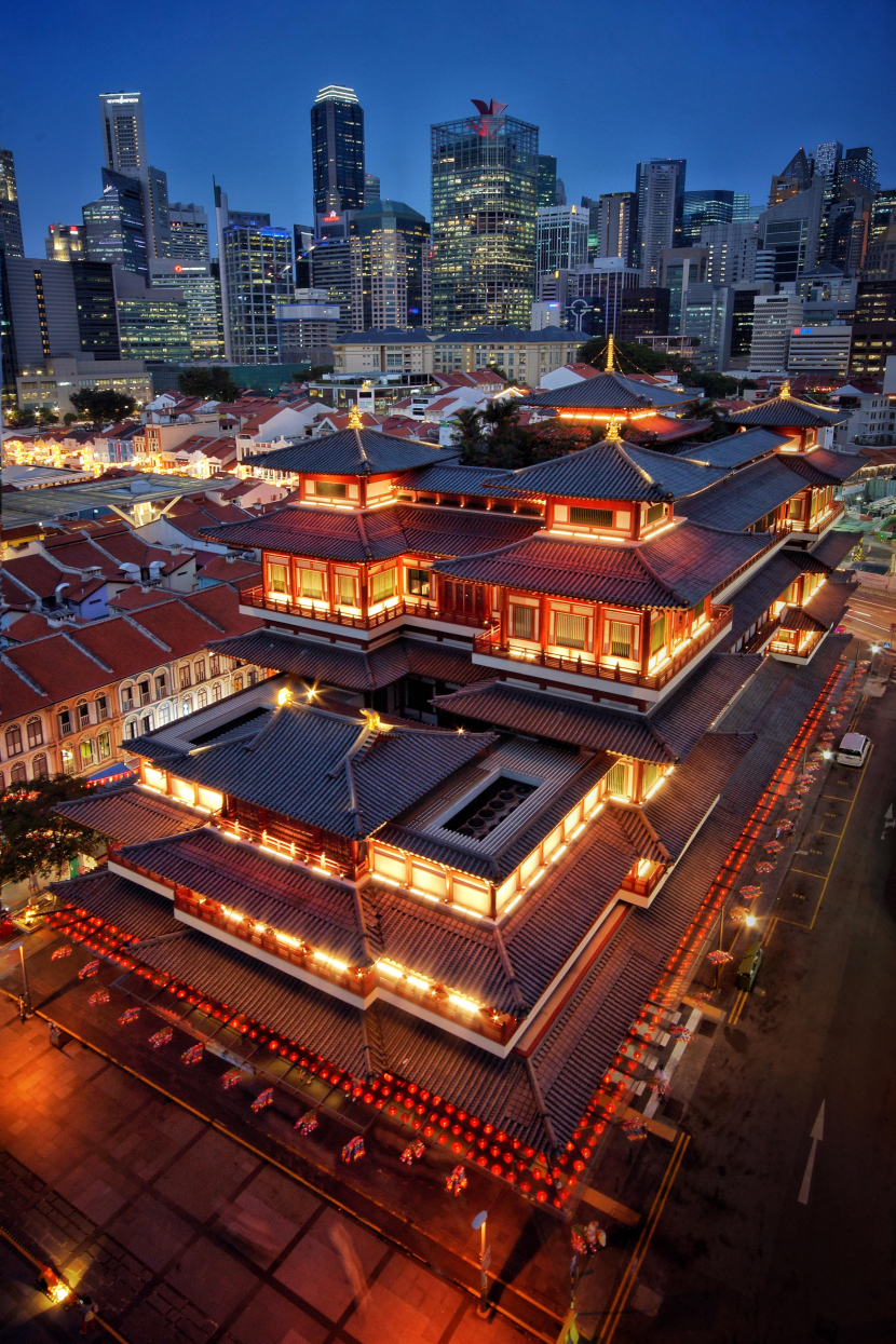 新加坡佛牙寺建築風景圖片