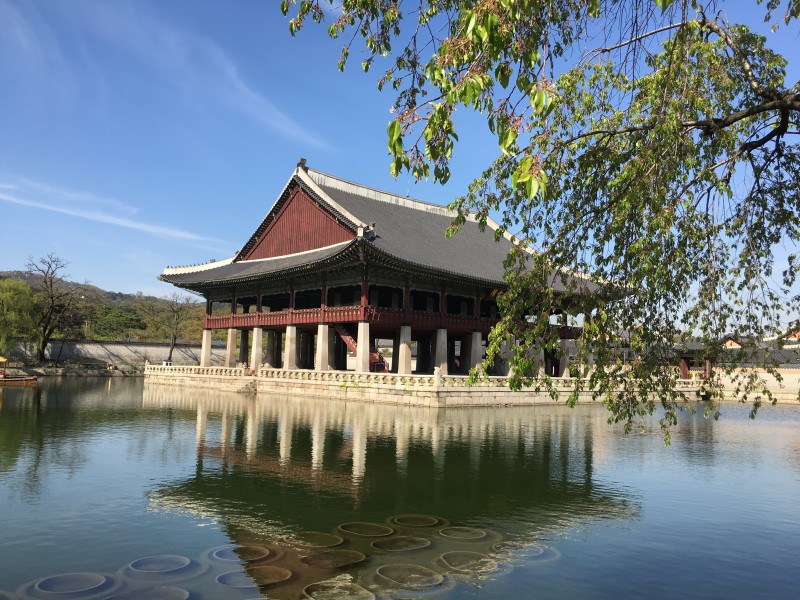 韓國首爾景福宮建築風景圖片