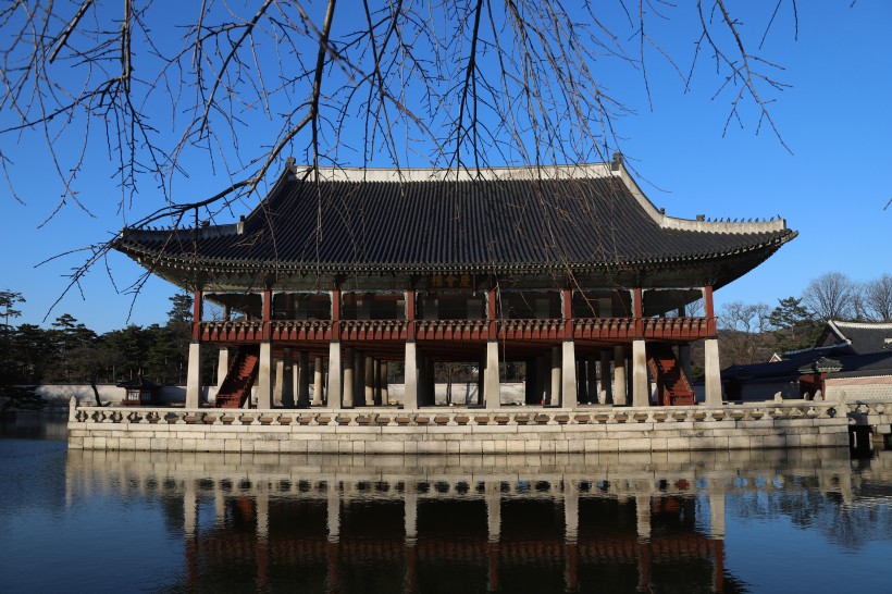 韓國首爾景福宮建築風景圖片