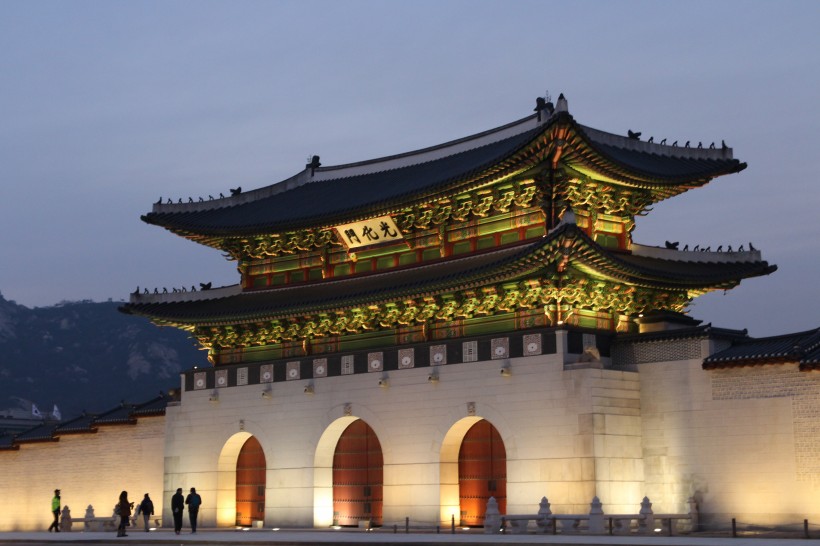 韓國首爾景福宮建築風景圖片