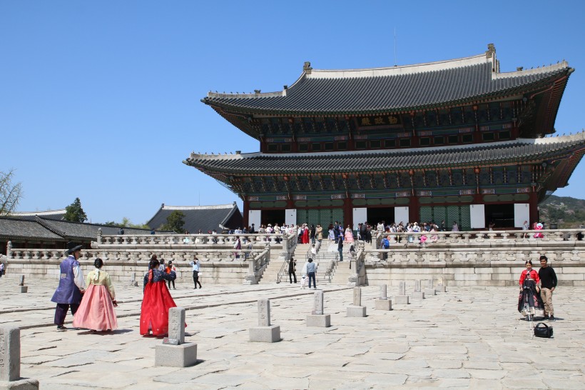 韓國首爾景福宮建築風景圖片