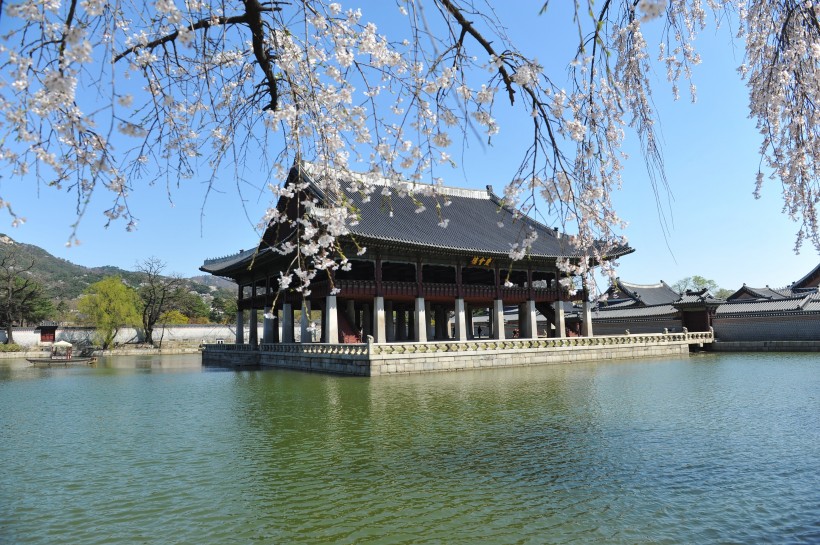 韓國首爾景福宮建築風景圖片