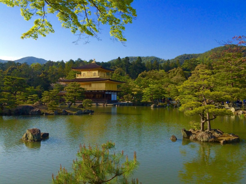 日本京都金閣寺建築風景圖片