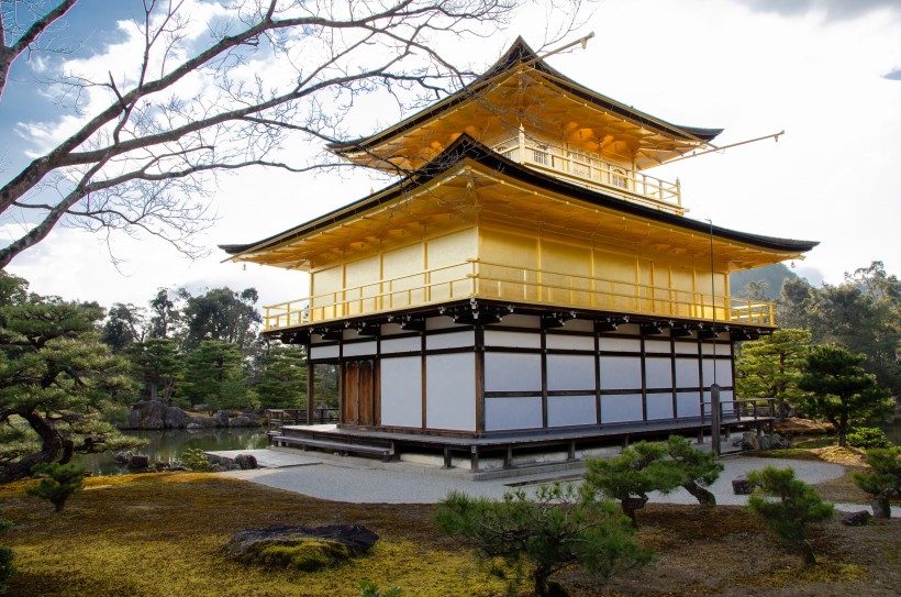 日本京都金閣寺建築風景圖片
