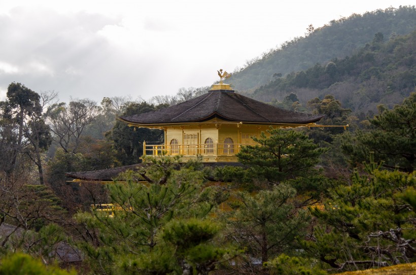 日本京都金閣寺建築風景圖片