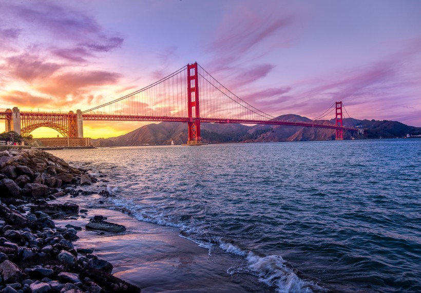 美國舊金山金門大橋建築風景圖片