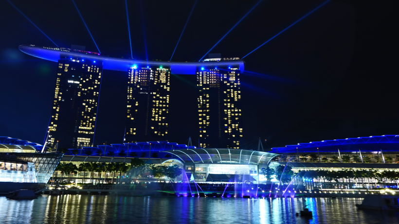 新加坡濱海灣金沙酒店夜景圖片