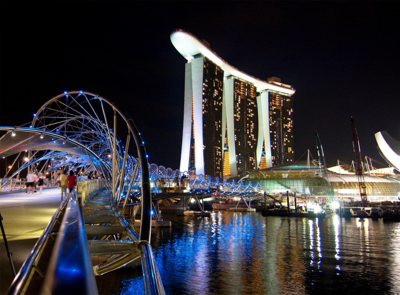 新加坡濱海灣金沙酒店夜景圖片