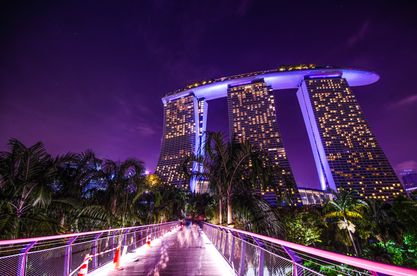 新加坡濱海灣金沙酒店夜景圖片