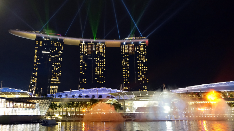 新加坡濱海灣金沙酒店夜景圖片