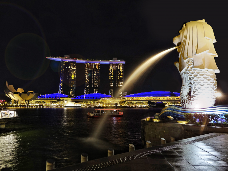 新加坡濱海灣金沙酒店夜景圖片