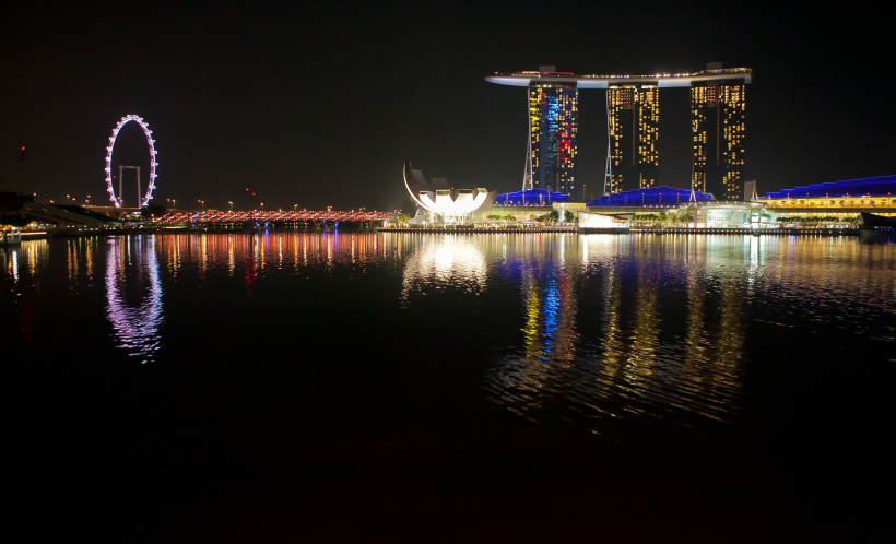 新加坡濱海灣金沙酒店夜景圖片