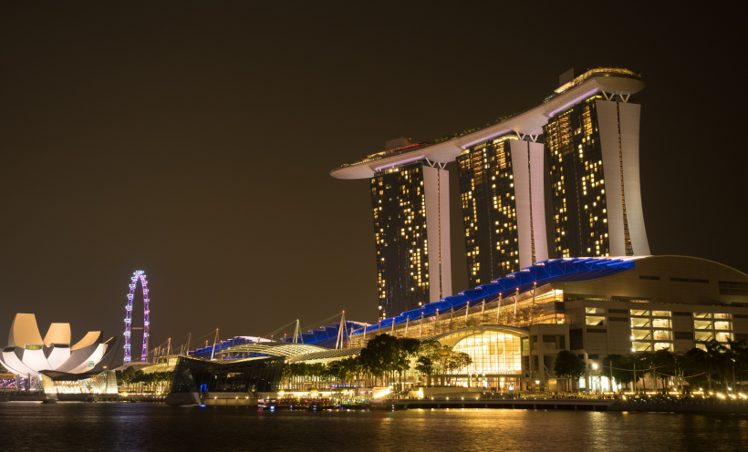 新加坡濱海灣金沙酒店夜景圖片