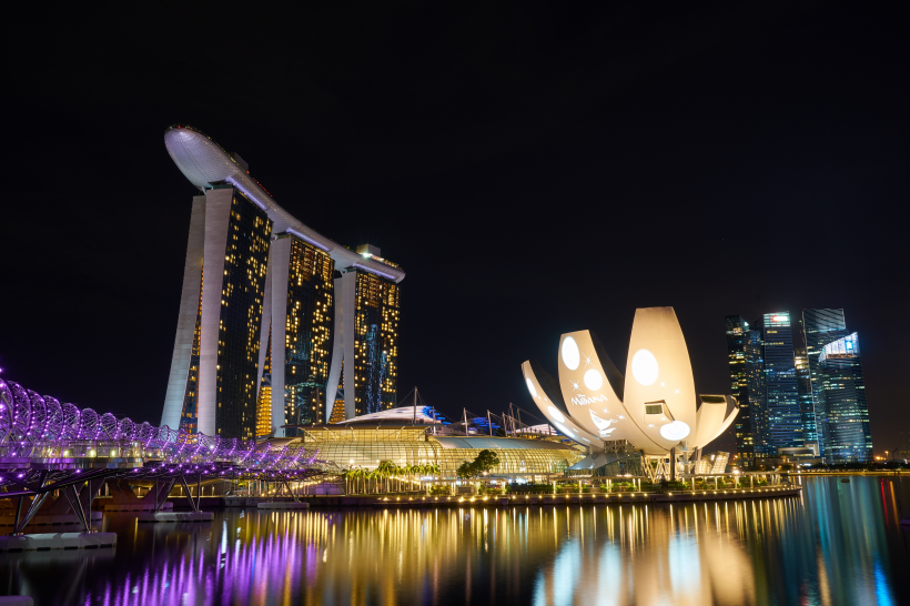 新加坡濱海灣金沙酒店夜景圖片