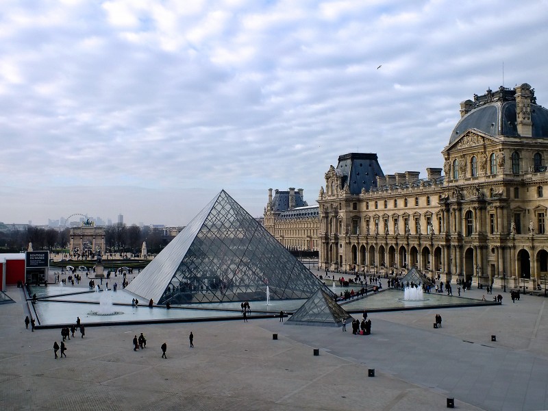 法國盧浮宮建築風景圖片