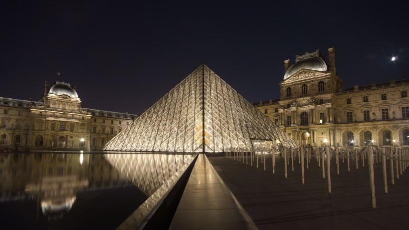 法國盧浮宮建築風景圖片