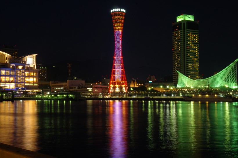 日本神戶梅裡肯公園夜景風景圖片